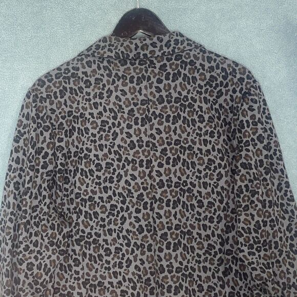 Diane Gilman Womens Leopard Print Blazer Size 1X Mob Wife Office Neutral Career - Picture 11 of 13